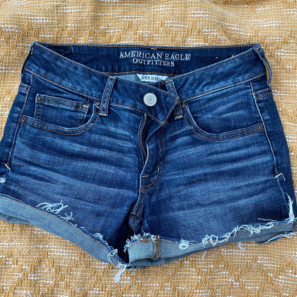 American Eagle denim high waisted shortie shorts